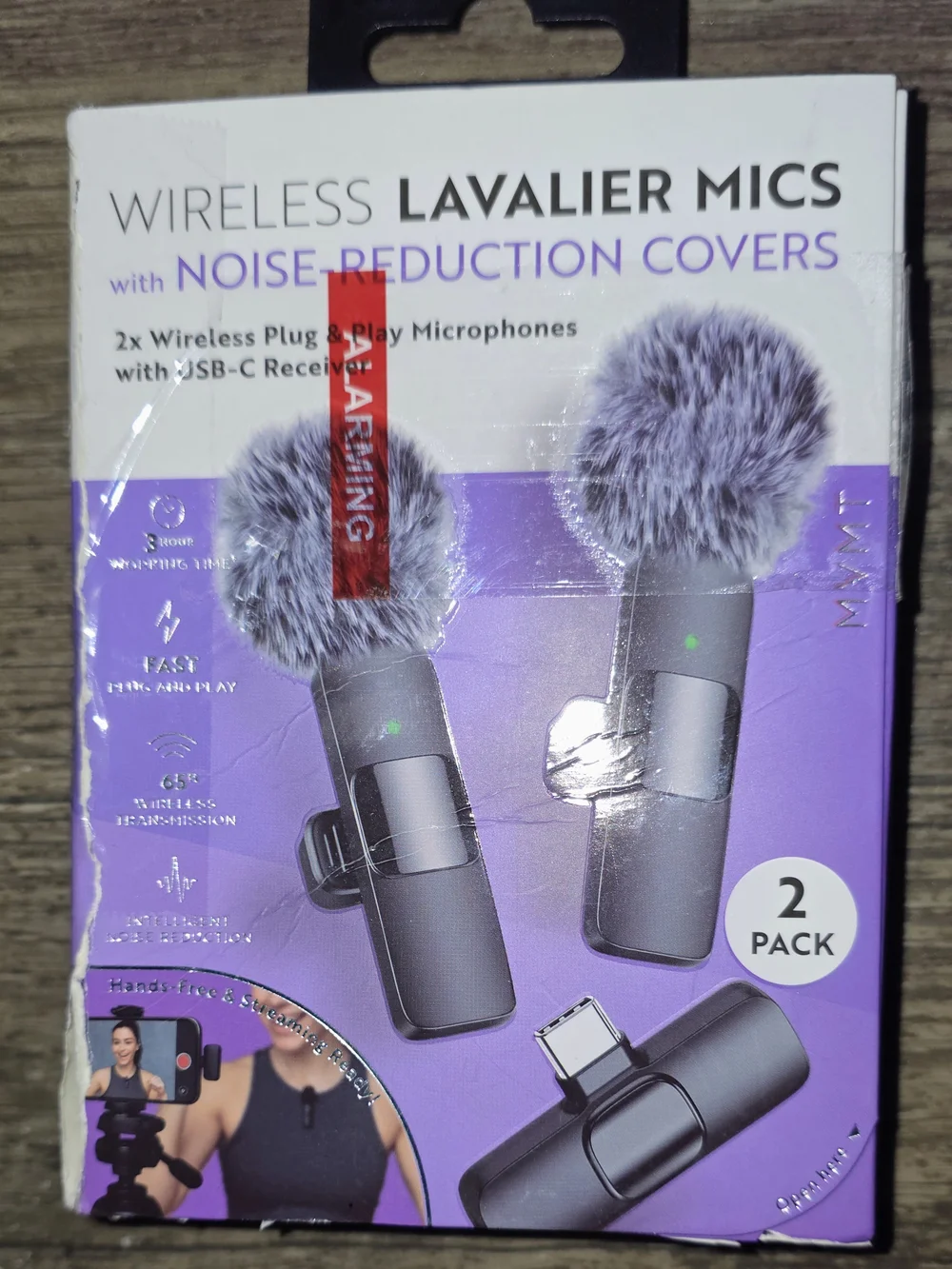 Wireless Lavalier Microphones with Noise Reduction Covers - Gray (2 Pack)
